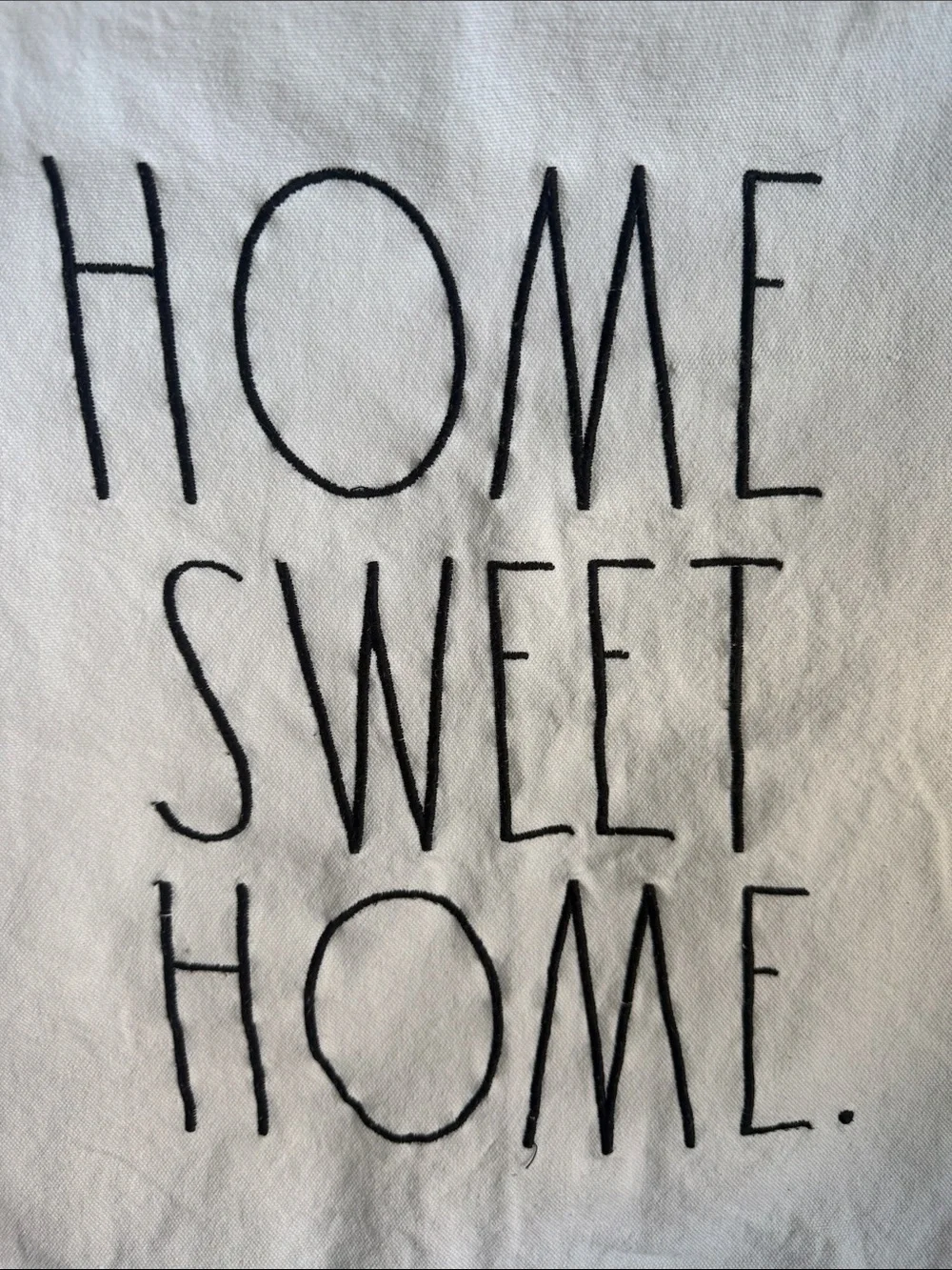 Rae Dunn White Pillow Cover with Black Tag Detail - Picture 3 of 7